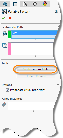 , SOLIDWORKS Variable Pattern