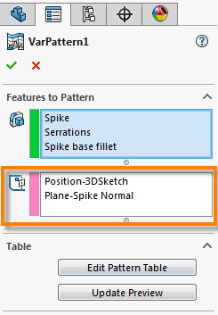 , SOLIDWORKS Variable Pattern