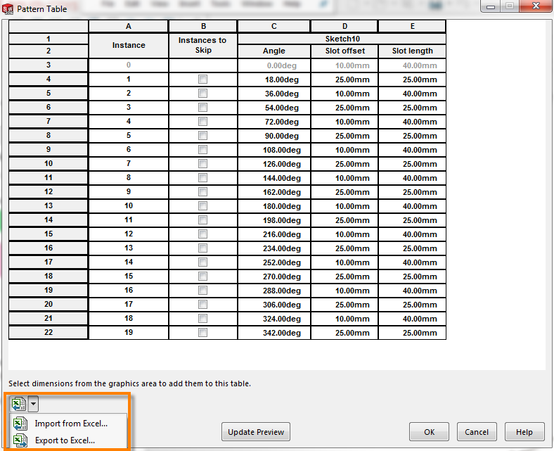 , SOLIDWORKS Variable Pattern