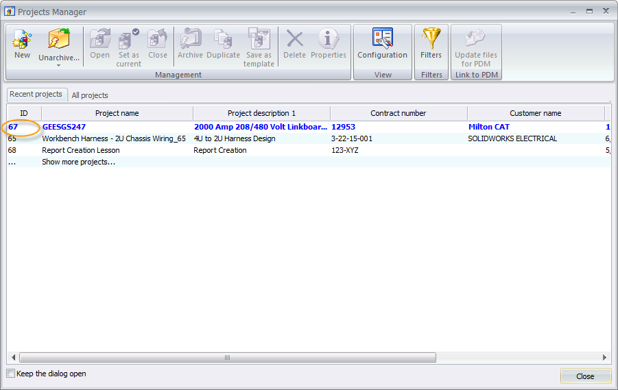 , Accessing the SOLIDWORKS Electrical Database