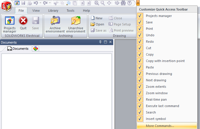 SOLIDWORKS Electrical Commands