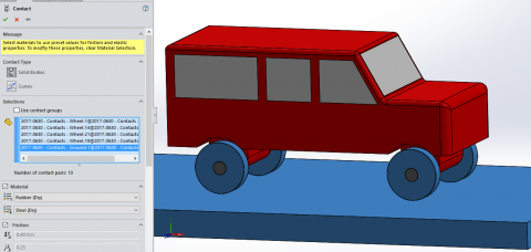 , SOLIDWORKS Motion Simulation Contacts