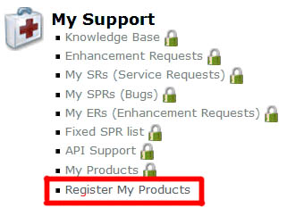 Register My Products link in the SOLIDWORKS Customer Portal