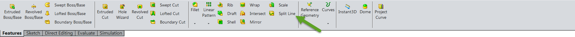 Split line feature