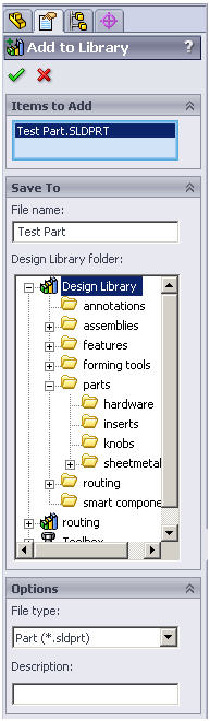 , Adding Parts to the Design Library that have existing Custom Properties