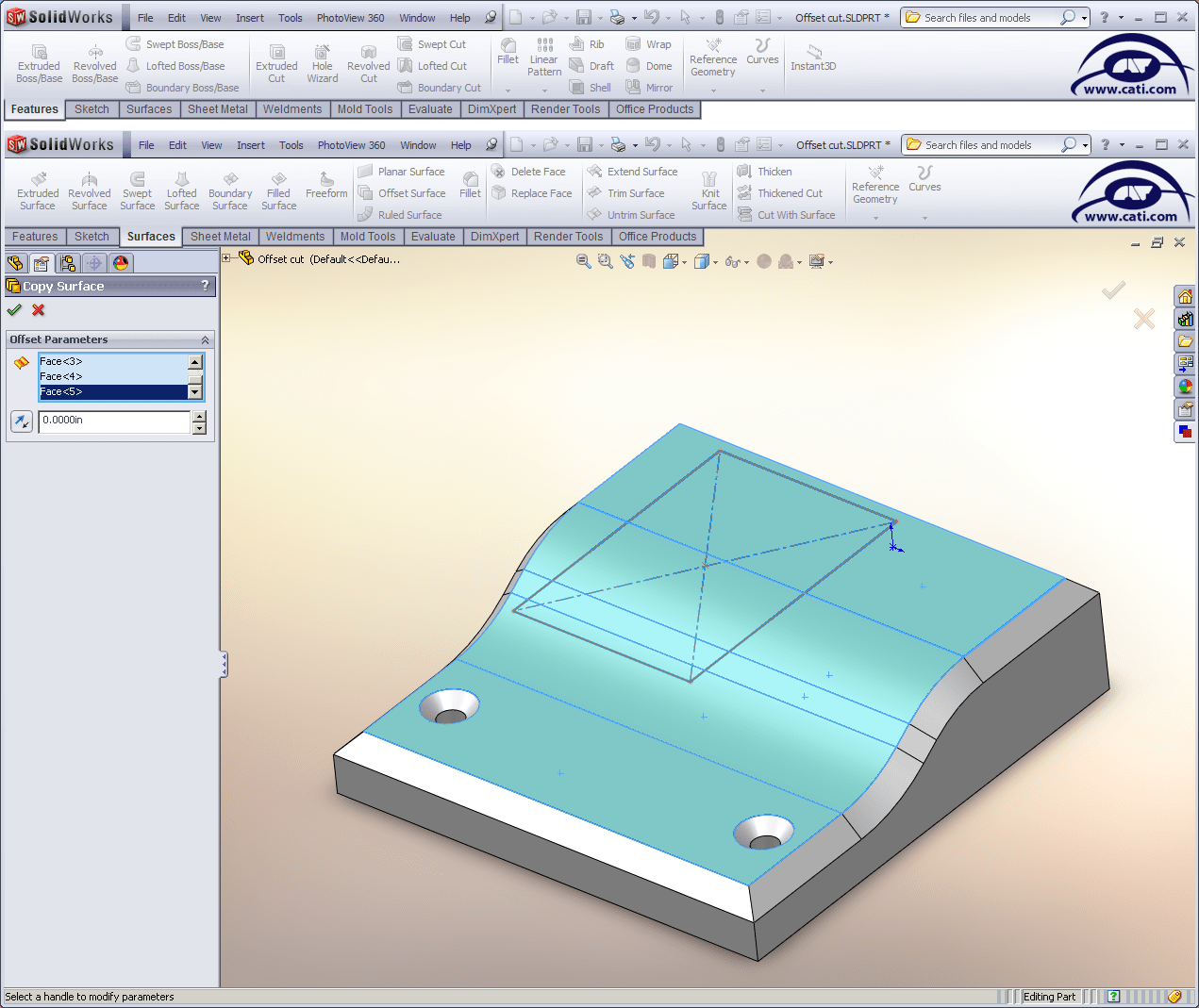 , How to do an offset cut that crosses multiple faces