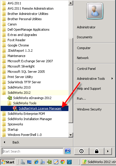 , Installing SolidNetWork License Manager 2012