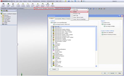 , How to set 3DQPress Command Tabs in SolidWorks