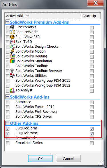 , How to set 3DQPress Command Tabs in SolidWorks