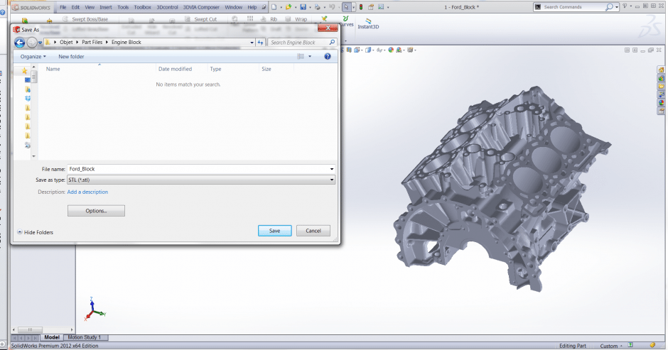 Saving an STL file in Solidworks