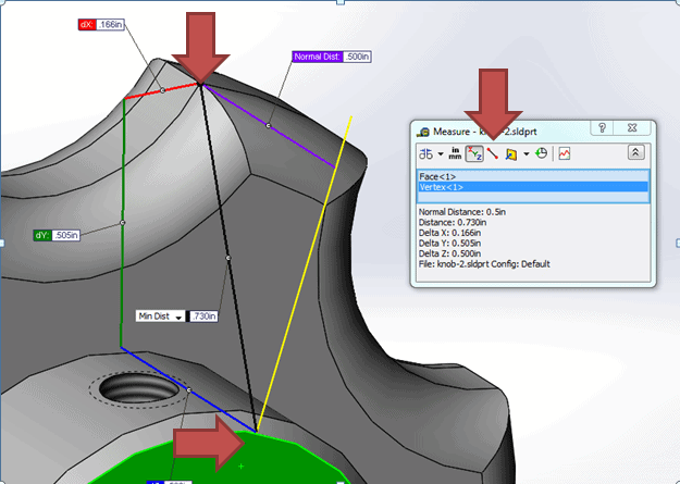 Surface to surface measure with arrows