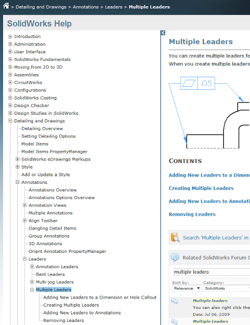 Multiple Leaders and How Awesome is SolidWorks Help!