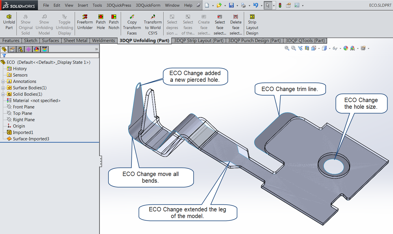 , How to update ECO changes to 3DQPress Strip layout inside SOLIDWORKS
