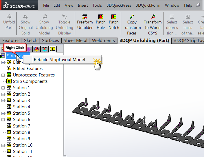 , How to update ECO changes to 3DQPress Strip layout inside SOLIDWORKS