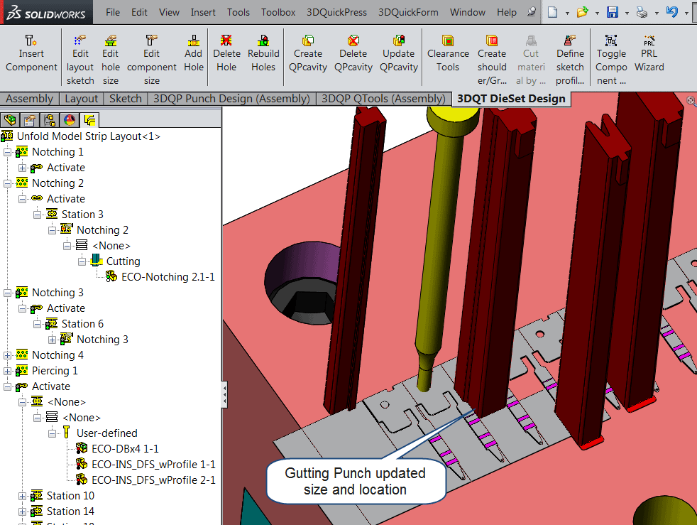 , How to update ECO changes to 3DQPress Punch Design inside SOLIDWORKS