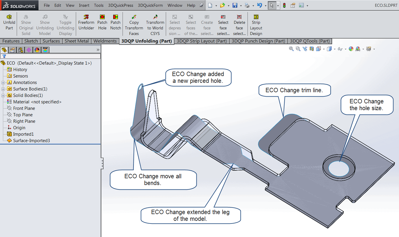 , How to update ECO changes to 3DQPress Punch Design inside SOLIDWORKS