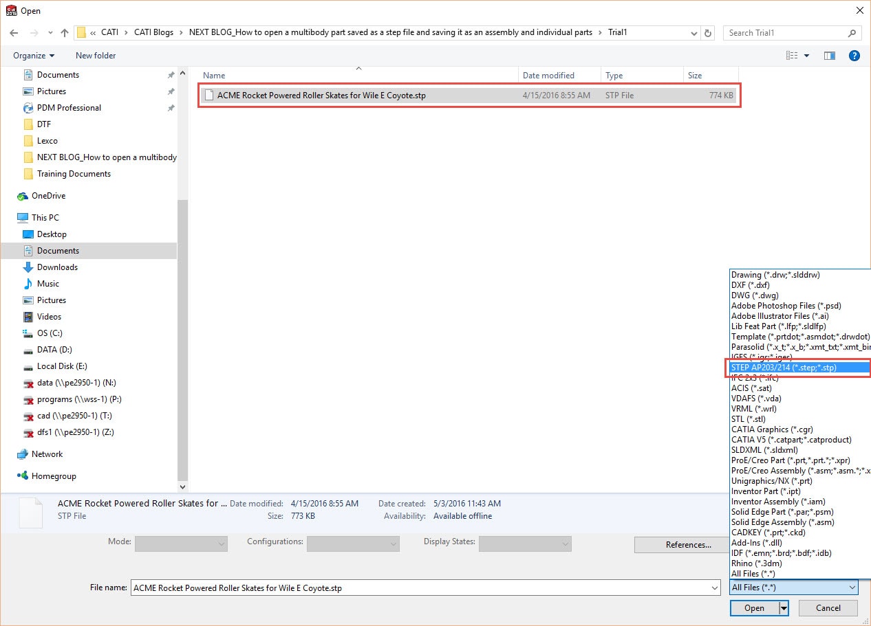 how to save part from step file solidworks
