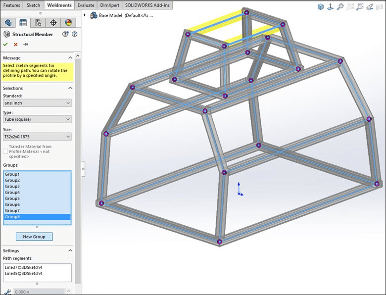 , Super Easy 3D Weldment Sketch in SOLIDWORKS 2016