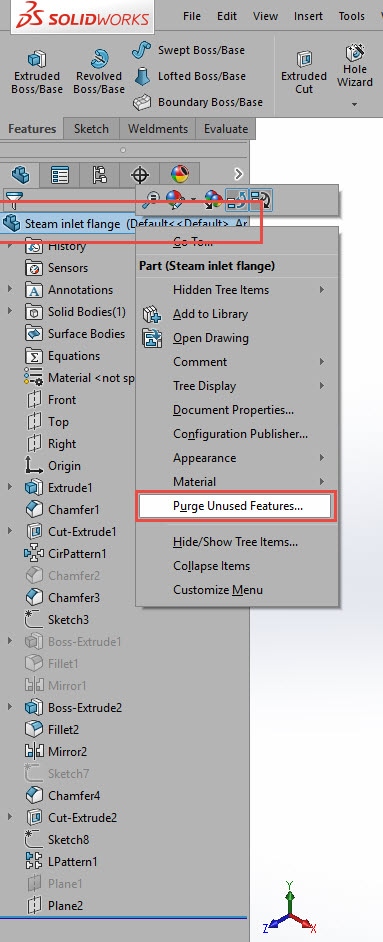 , Purge Your SOLIDWORKS Features