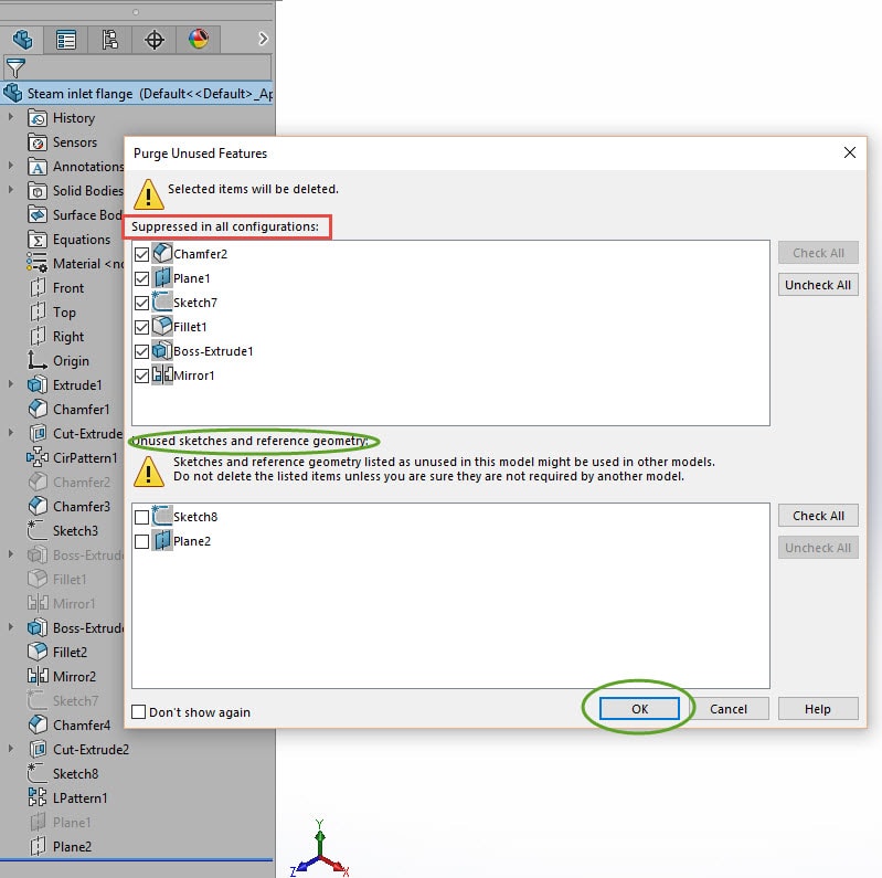 , Purge Your SOLIDWORKS Features