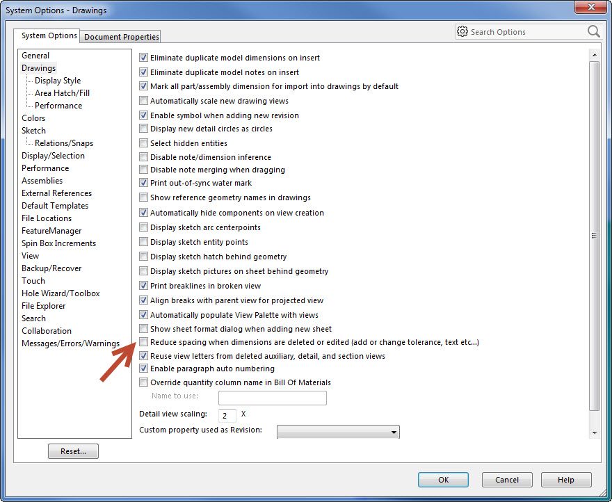 , How to manage the SOLIDWORKS Dimension Spacing Options