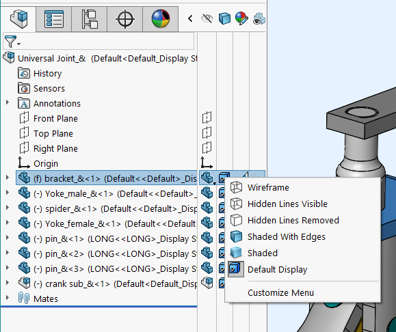 , Navigating your SOLIDWORKS Display Pane