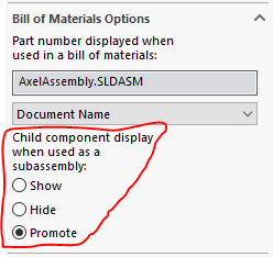 , Controlling Sub-Assembly components in the Bill of Material