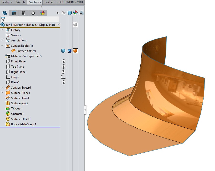 , Chamfering Surfaces in SOLIDWORKS