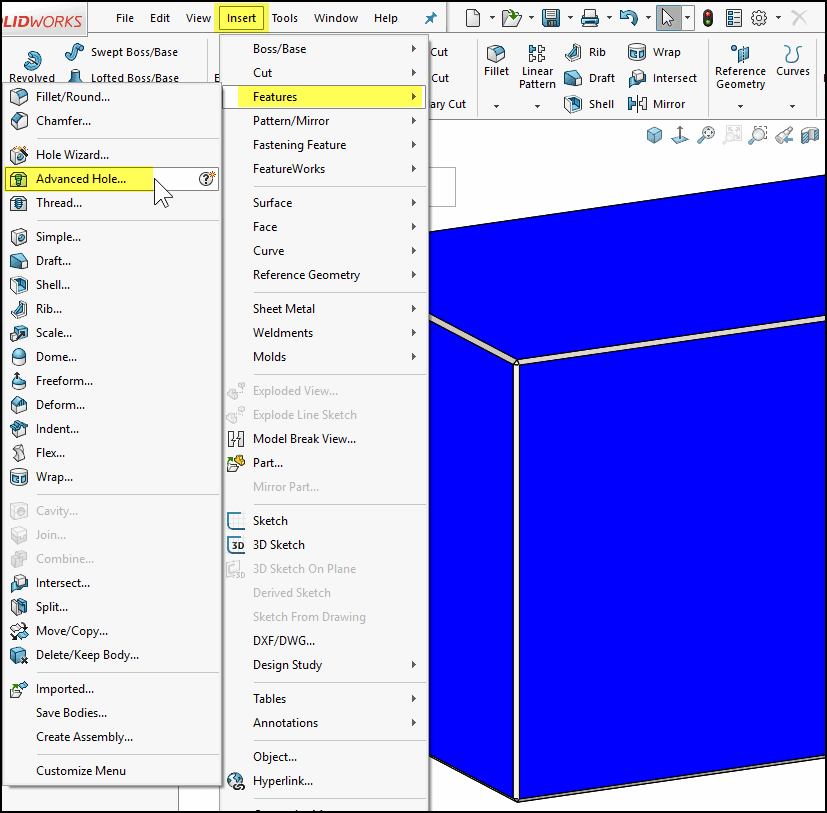 , SOLIDWORKS 2017 What’s New: Creating Advanced Holes – #SW2017