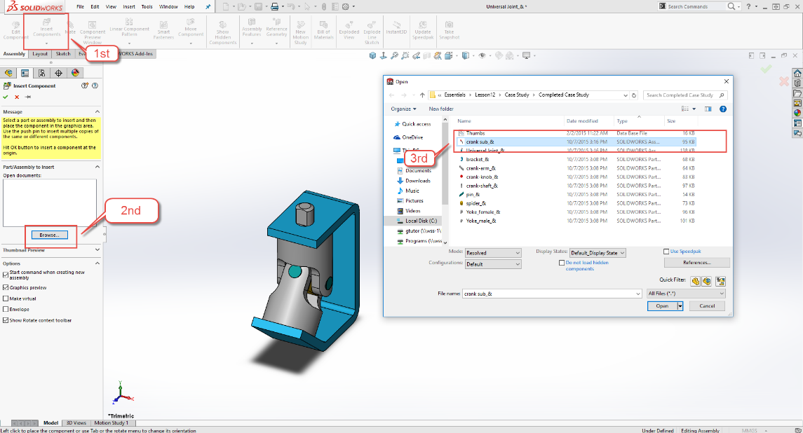 , SOLIDWORKS 2017 What’s New: Automatic Browsing When Inserting Components – #SW2017