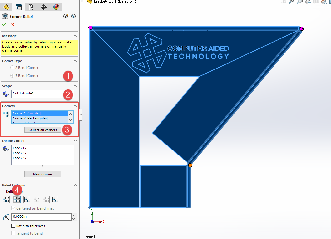 , SOLIDWORKS 2017 What’s New: Sheetmetal Corner Relief – #SW2017