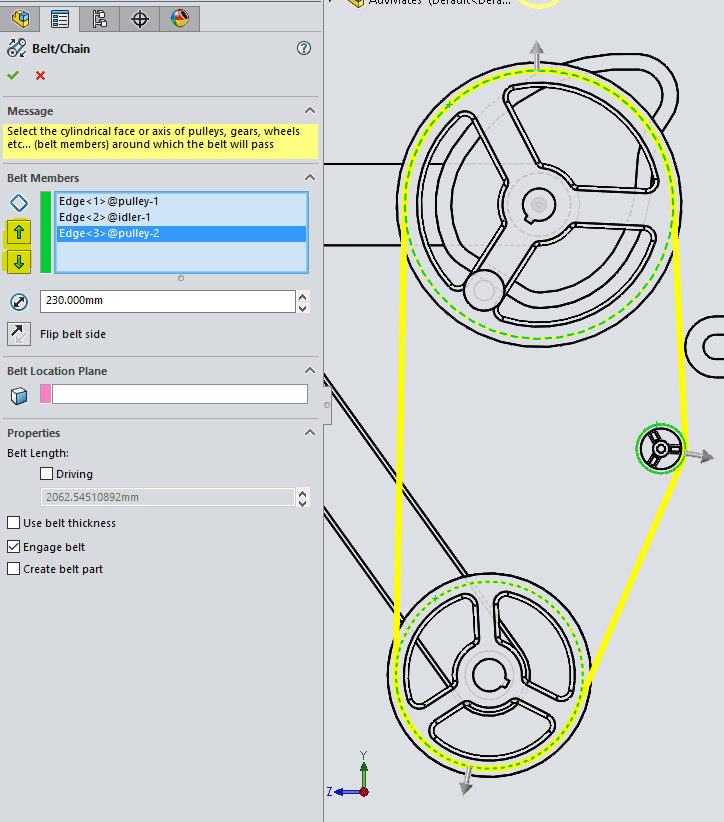 SOLIDWORKS Belt/Chain Assembly Feature
