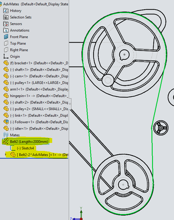 SOLIDWORKS Belt/Chain Assembly Feature