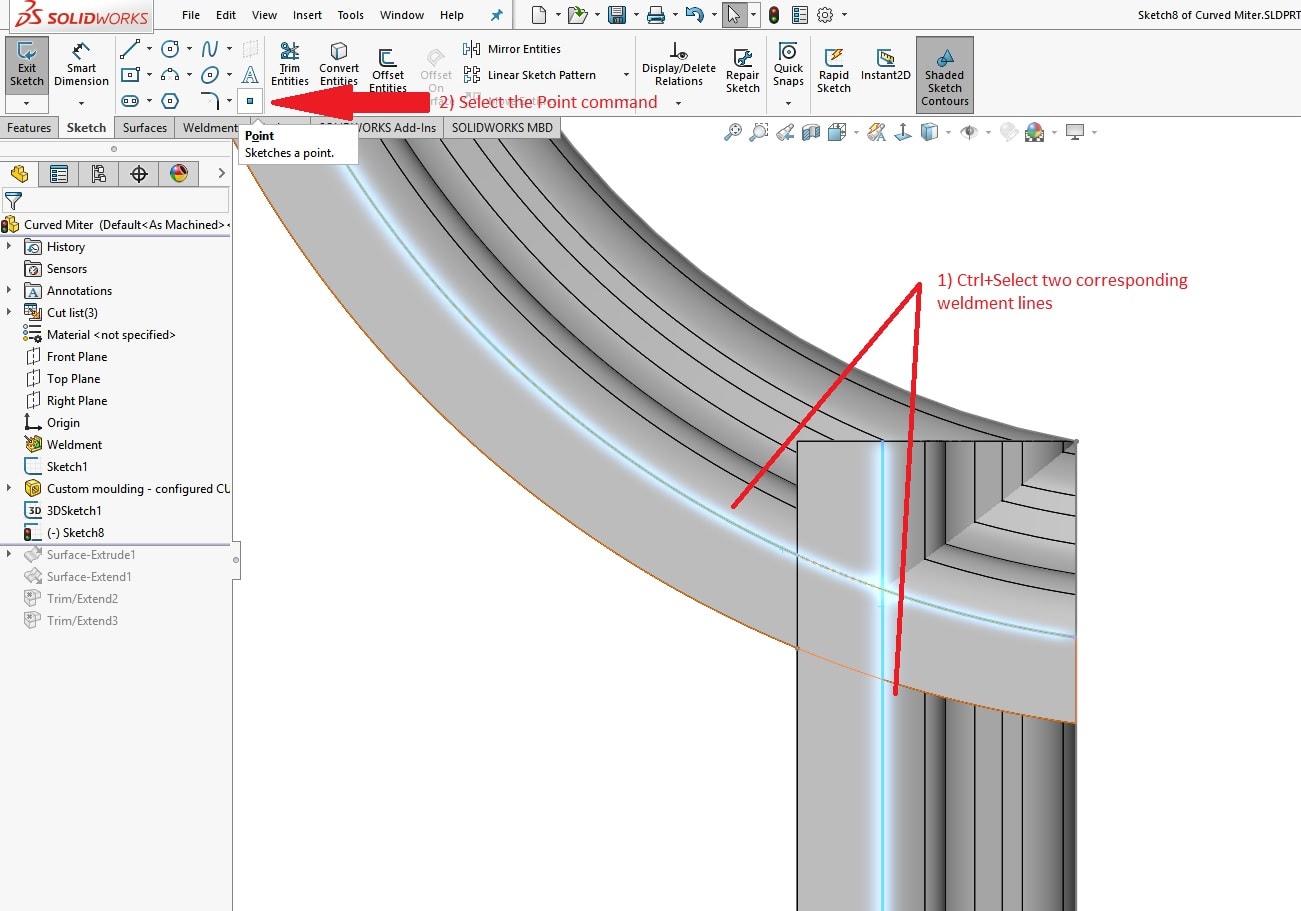 , SOLIDWORKS: Weldments – Creating Curved and Nonstandard Miters