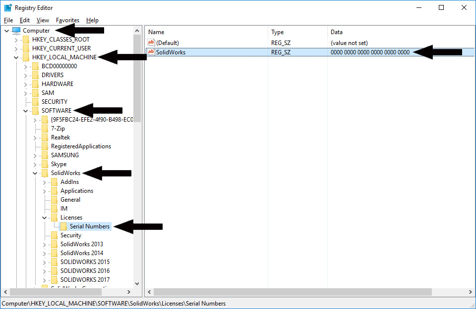 use the registry editor to find your serial number