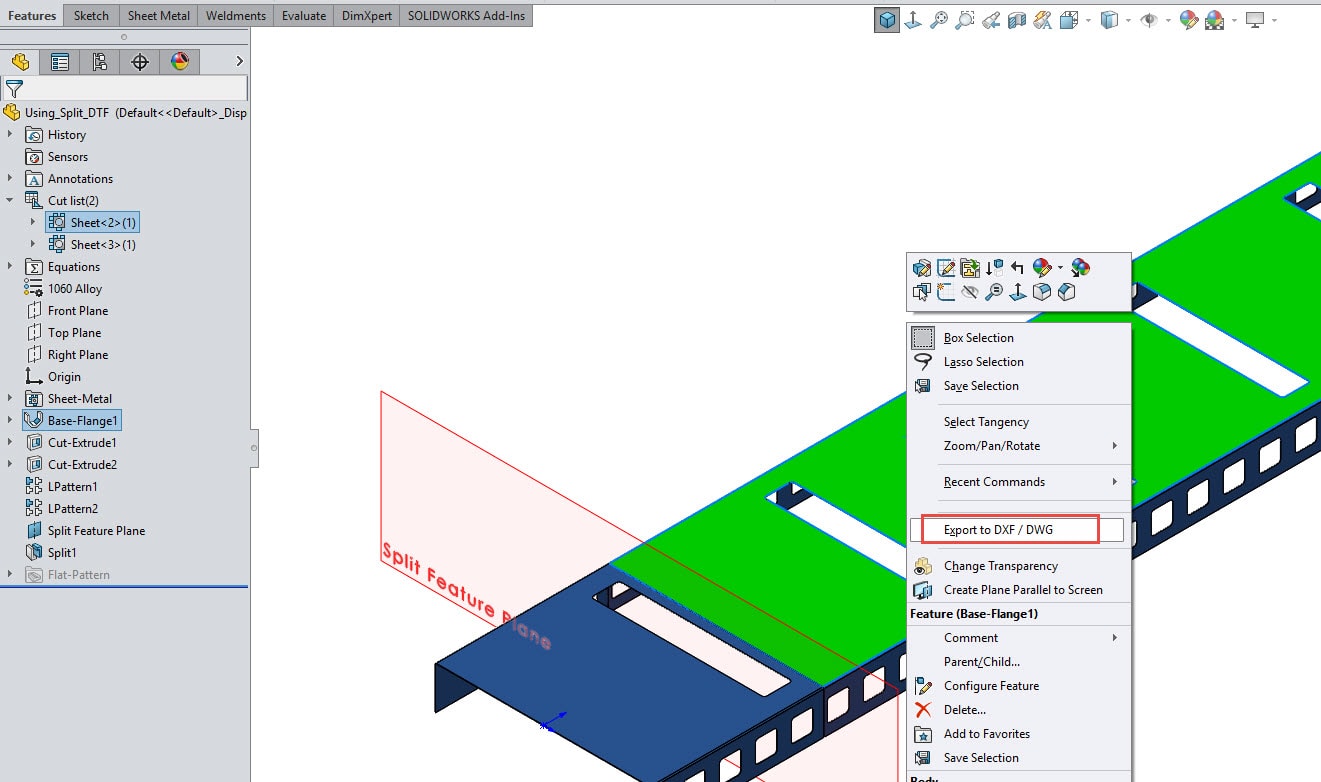 , Using SOLIDWORKS ‘Split’ Feature with SOLIDWORKS Sheet Metal