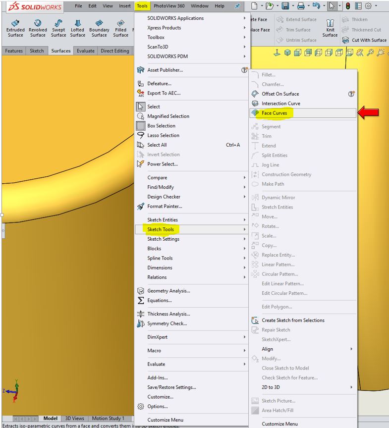 , SOLIDWORKS – WHAT IS FACE CURVE?