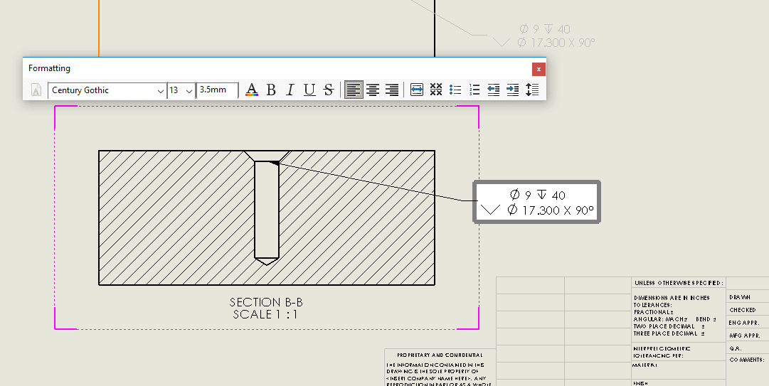 SOLIDWORKS Tutorial Hole Callout In A Section View