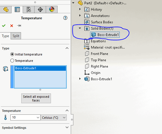 , What temp is assumed when no temp is applied in SOLIDWORKS Simulation?