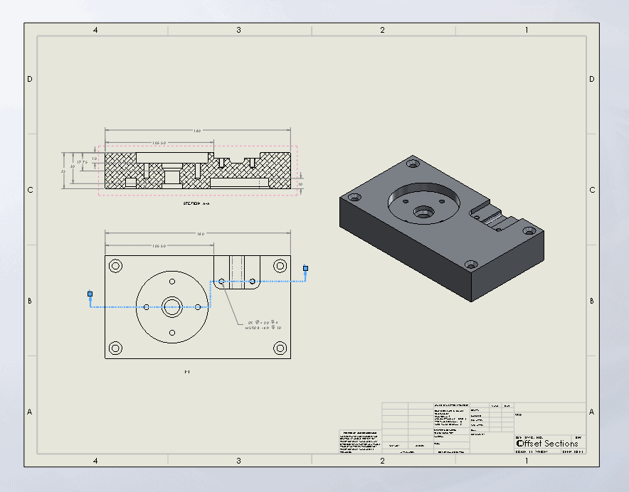 , Creating Offset Section Views in SOLIDWORKS Drawings