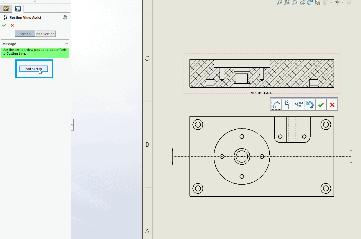 , Creating Offset Section Views in SOLIDWORKS Drawings