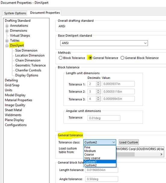 , SOLIDWORKS 2018 What’s New – Customizing Tolerances for DimXpert – #SW2018