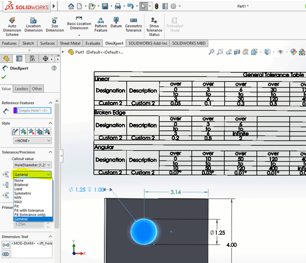 , SOLIDWORKS 2018 What’s New – Customizing Tolerances for DimXpert – #SW2018