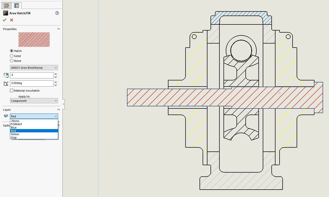 , SOLIDWORKS 2018 What’s New – Applying Layers and Colors to Hatches – #SW2018