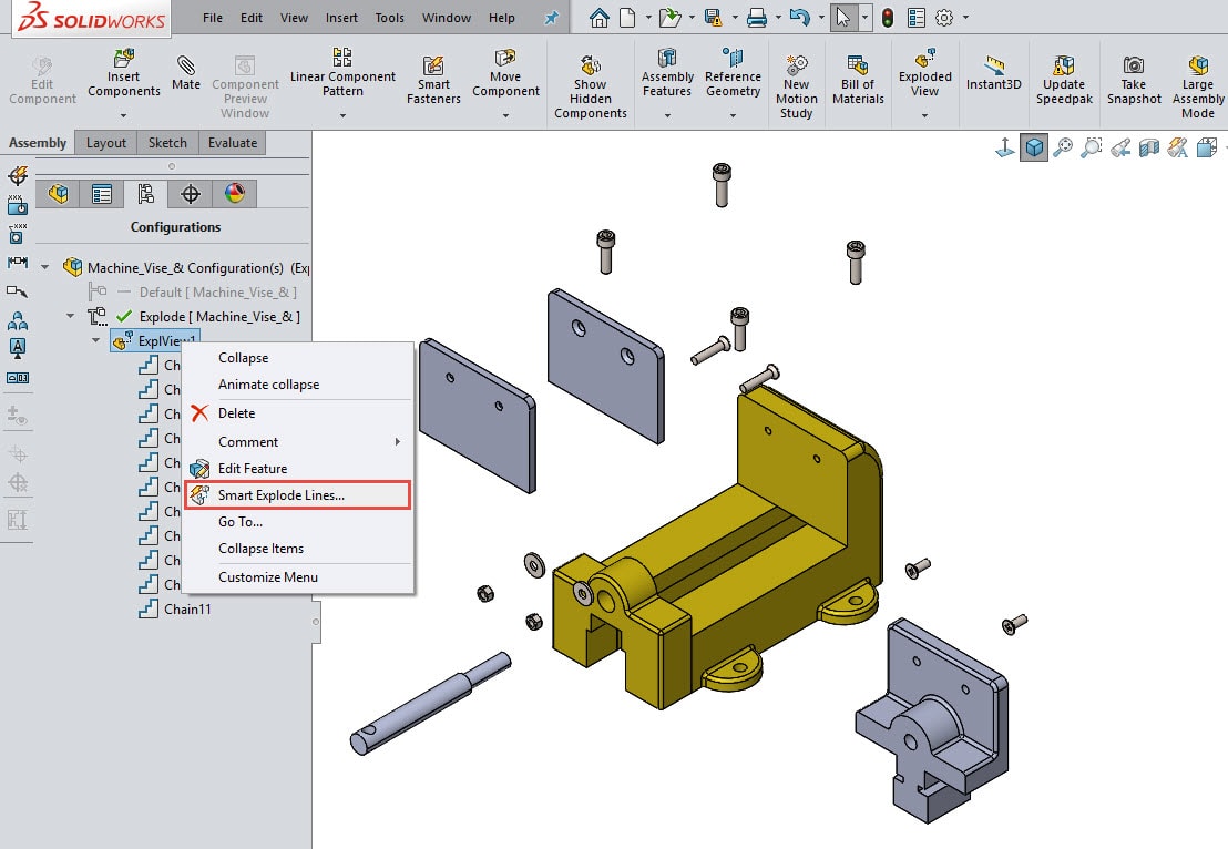 , SOLIDWORKS 2018 What’s New – Smart Explode Lines – #SW2018