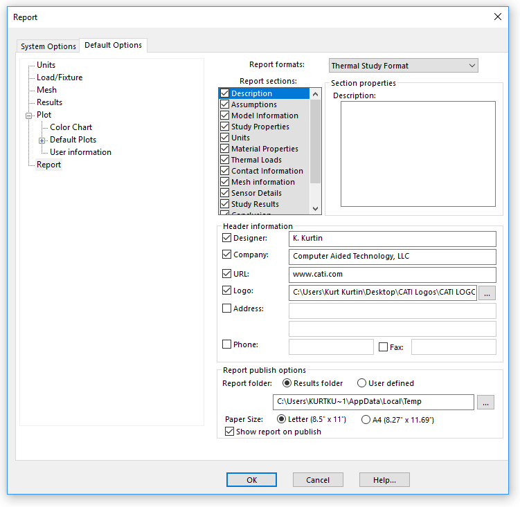 , SOLIDWORKS Simulation Report Generation