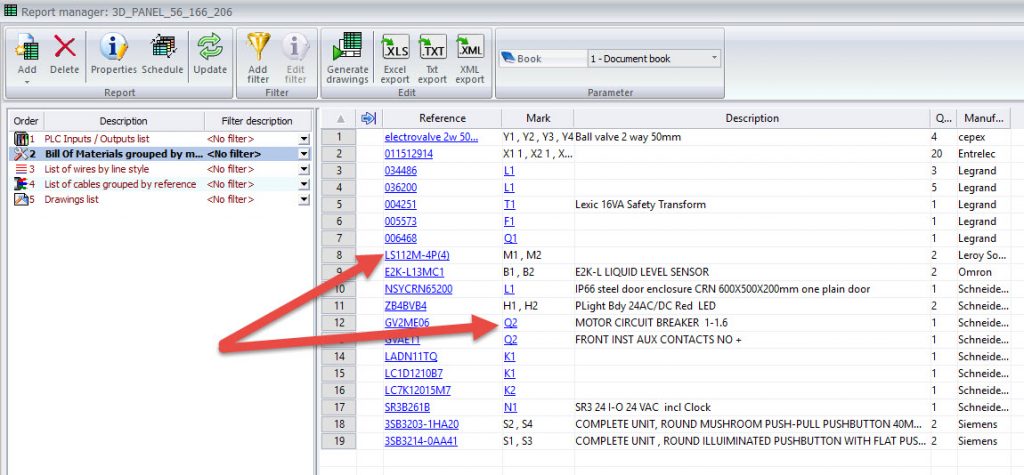 SOLIDWORKS Schematic Report Manager Links