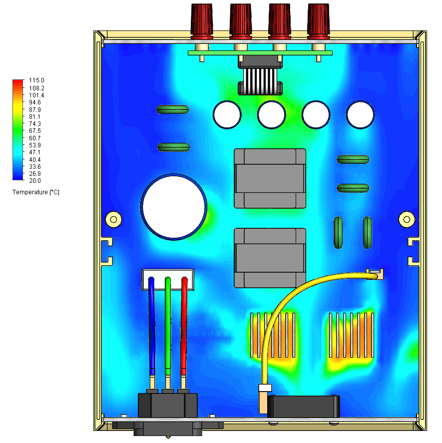 solidworks flow simulation solved result for example part assembly