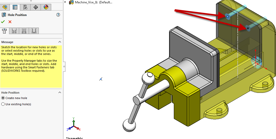 solidworks assembly hole series hole position