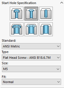 solidworks assembly hole series hole specification